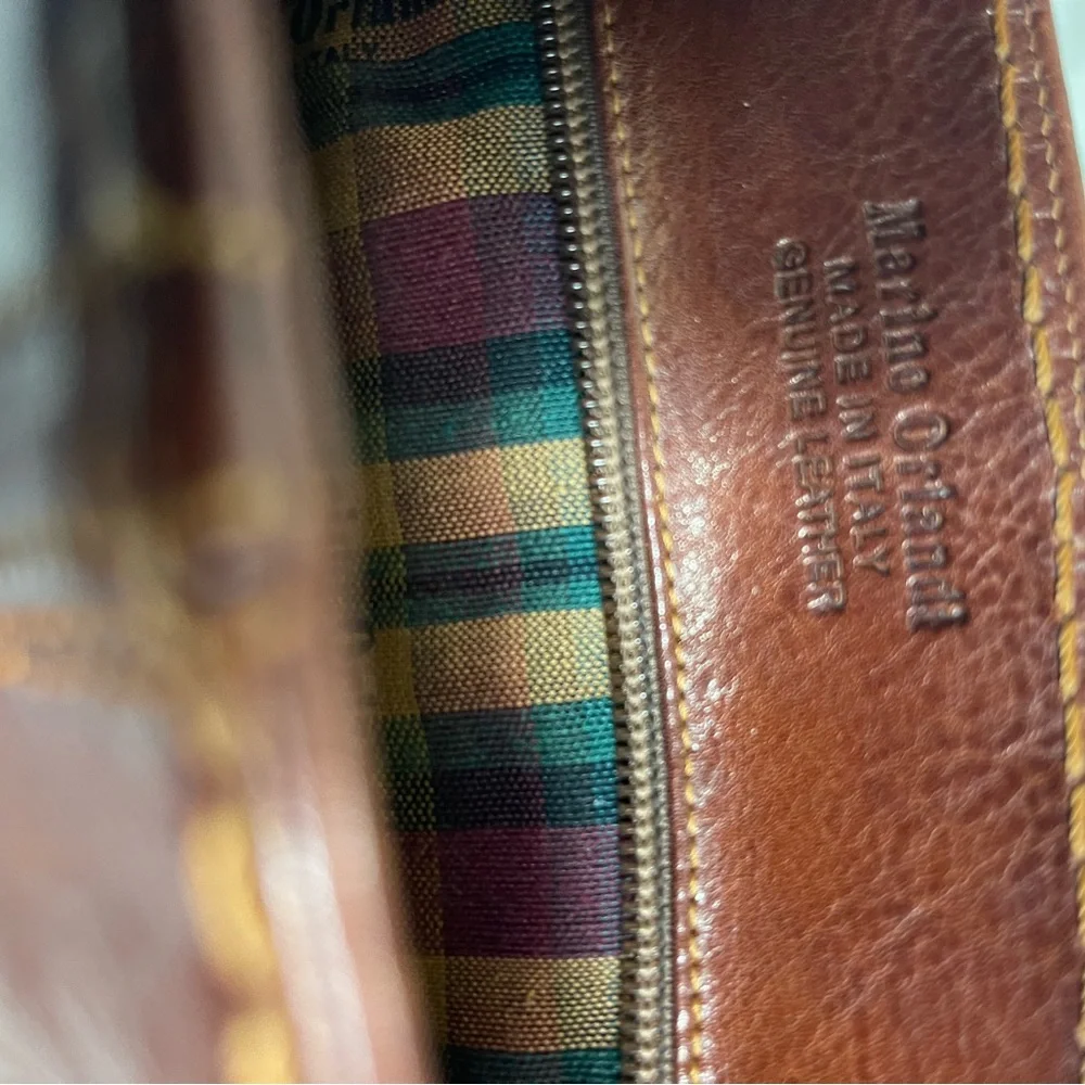 Marino Orlandi Vintage Leather brown Medium shoulder bag with gold tone accents - Picture 11 of 13